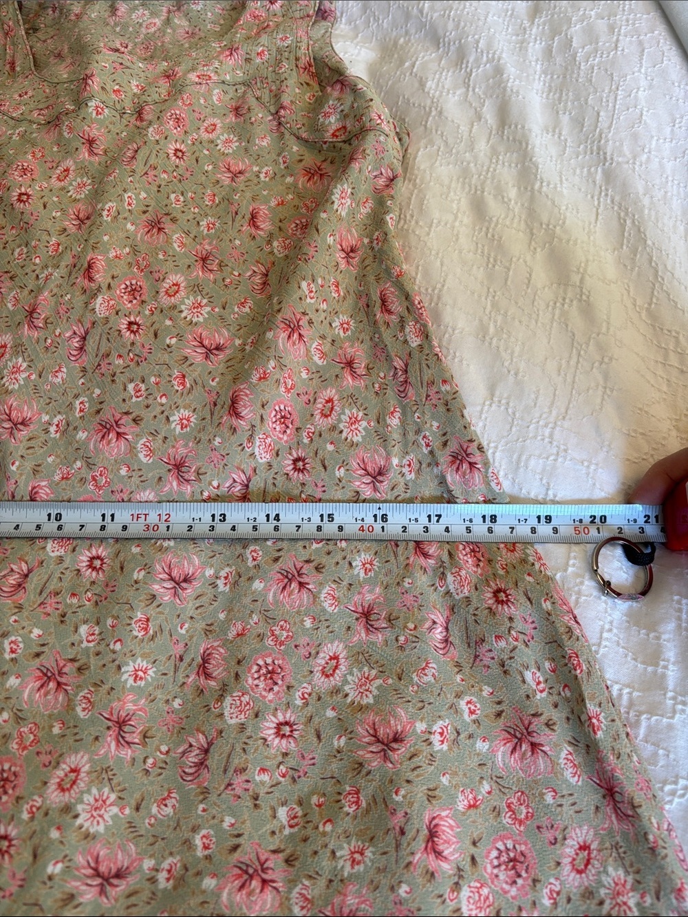 April Cornell Size Medium Floral Sleeveless Midi Dress Sage Pink Cottage Core - Picture 8 of 10